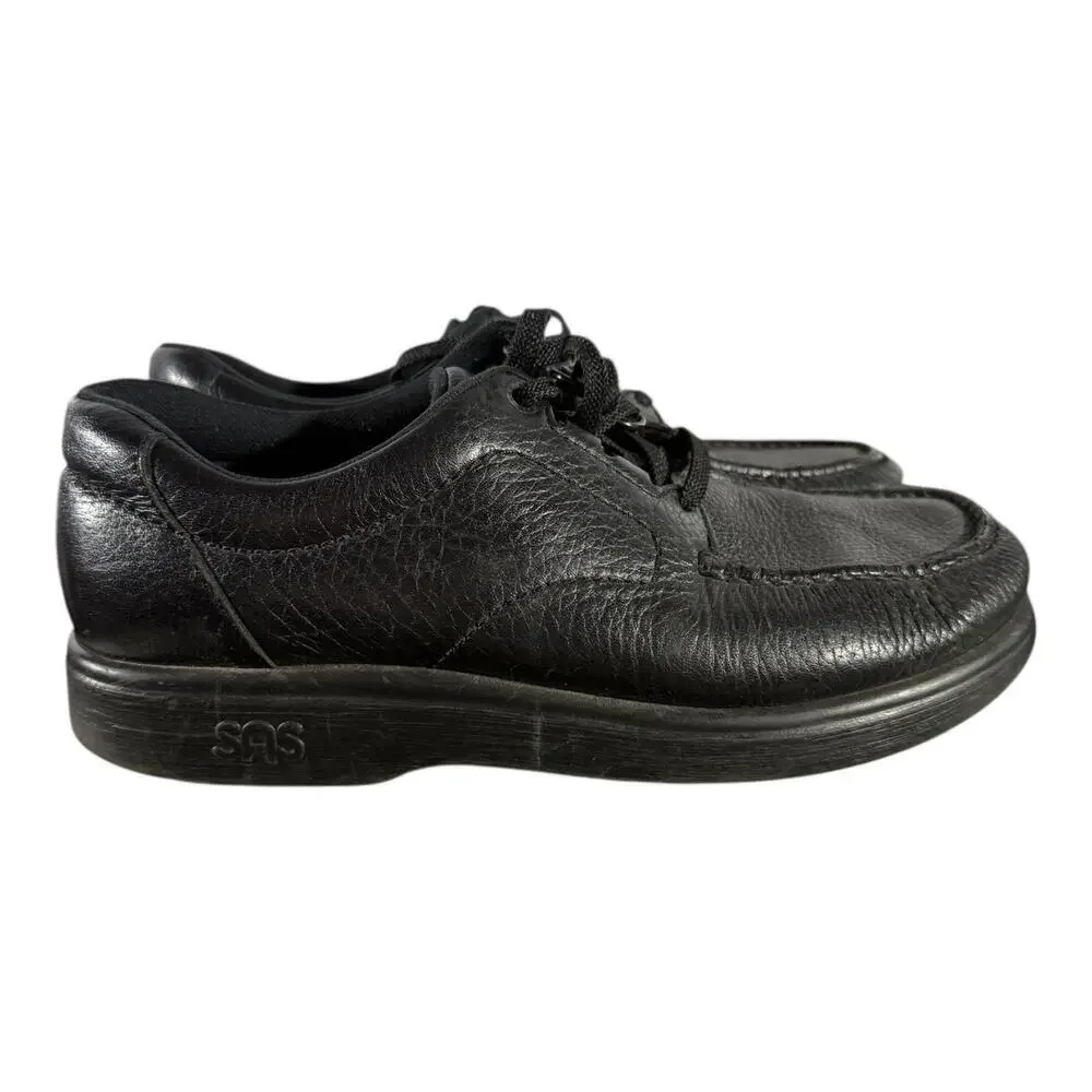 SAS Bout Time Shoes Men’s Size 8.5 M Black Leather Moc Toe Lace Up Comfort